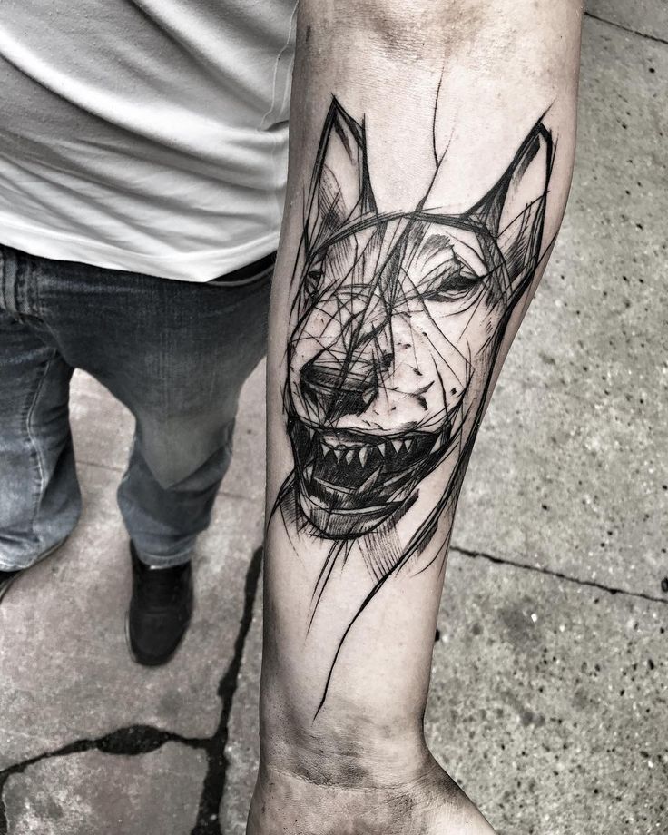 Bull Terrier tattoos on the forearm for men