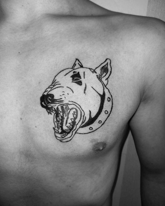 Bull Terrier tattoos on the chest for men