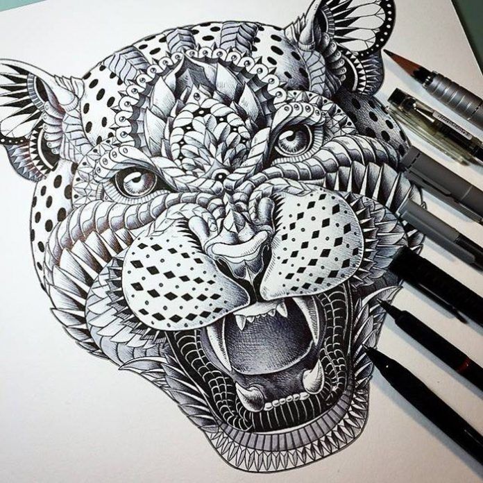 Sketch of a leopard tattoo