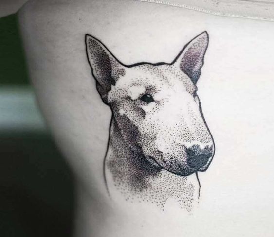 Bull Terrier tattoo on the side for men