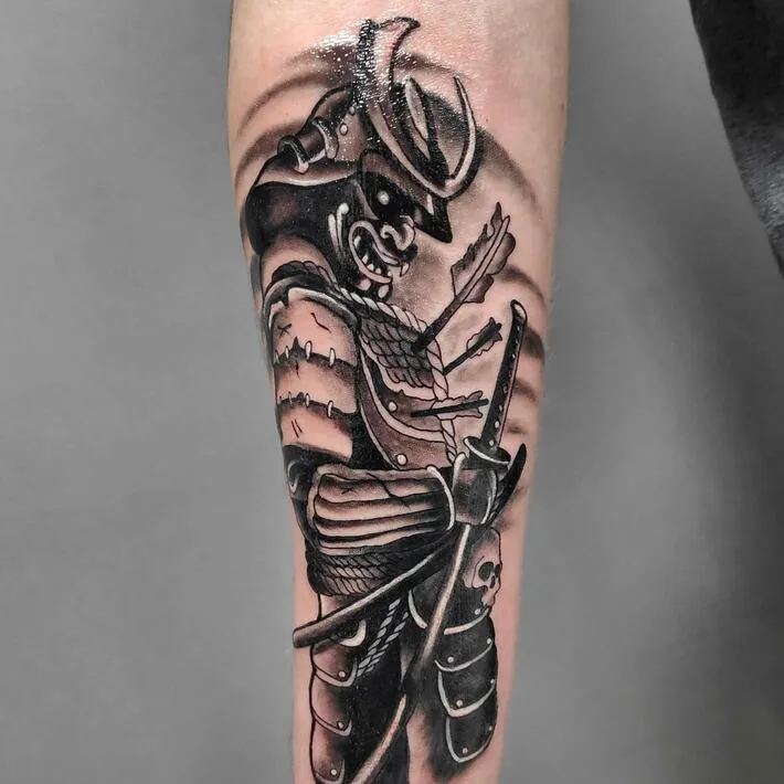 Samurai tattoo on forearm for men