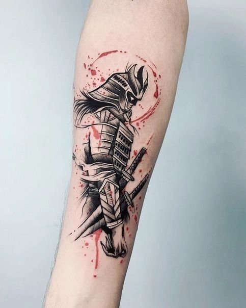 Samurai tattoo on forearm for men