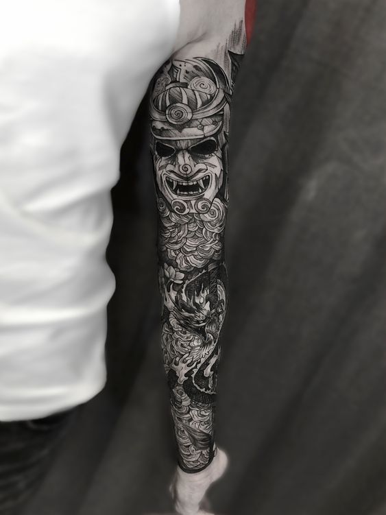 Samurai tattoo on the arm for men