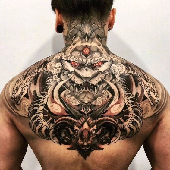 Samurai tattoo on the back for men