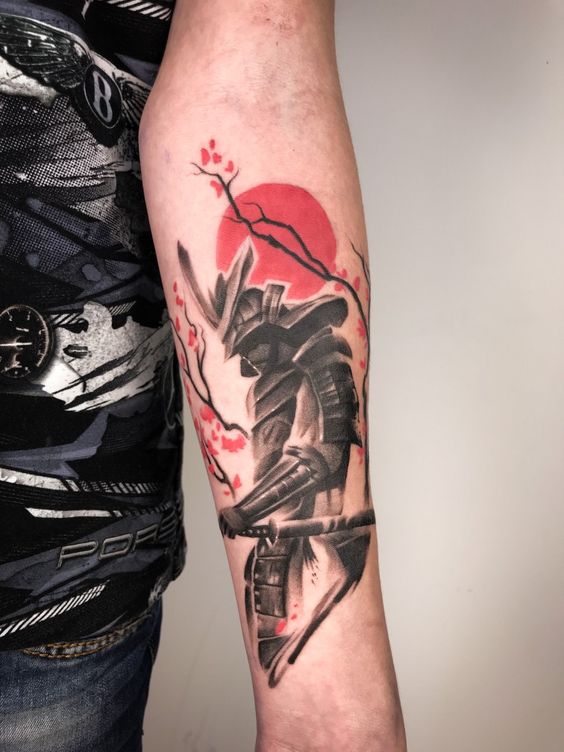 Samurai tattoo on forearm for men