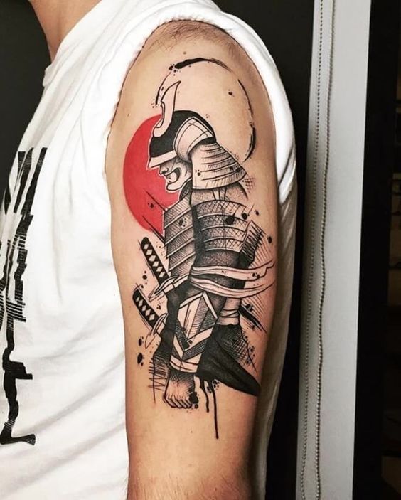 Samurai tattoo on the shoulder for men