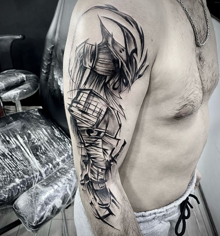 Samurai tattoo on the arm for men