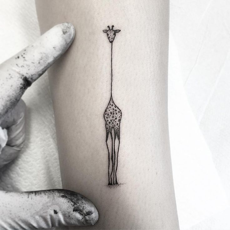 Tattoo of a giraffe on the arm for women