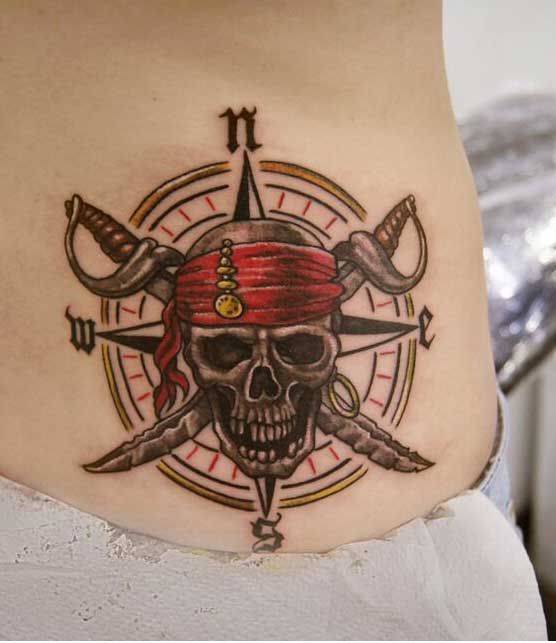 Pirate tattoo on the back