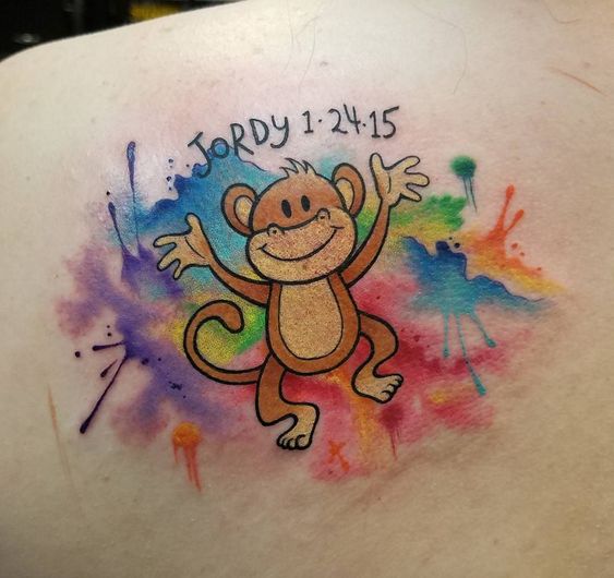 Monkey tattoo on the back