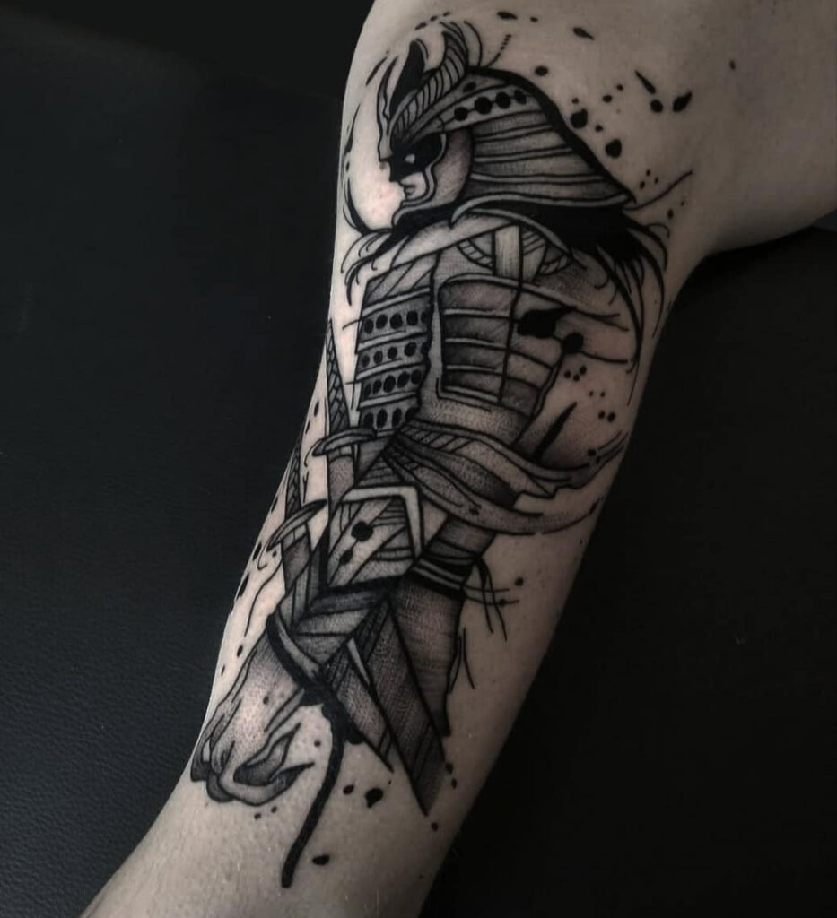 Samurai tattoo on the shoulder for men