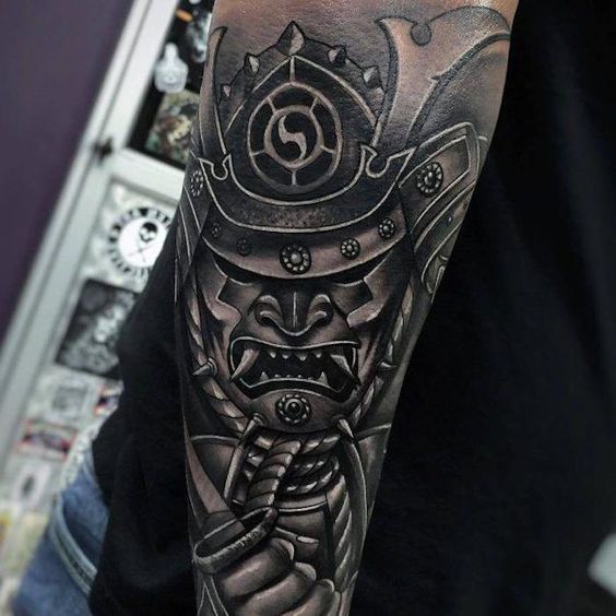 Samurai tattoo on the arm for men