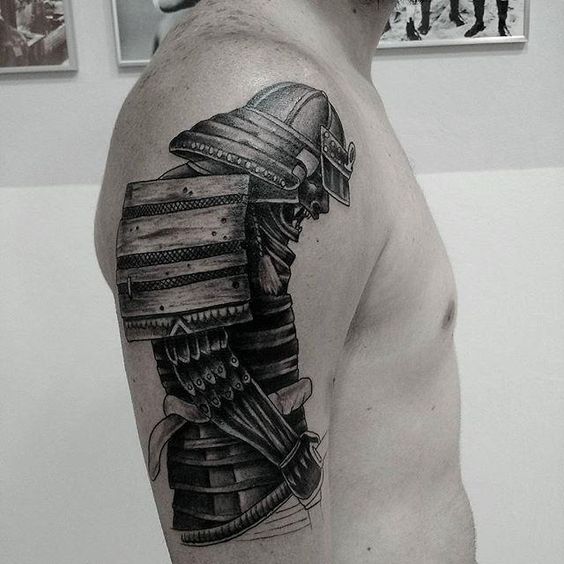 Samurai tattoo on the shoulder for men