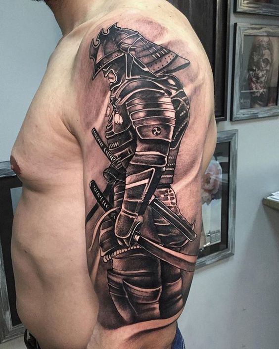 Samurai tattoo on the arm for men