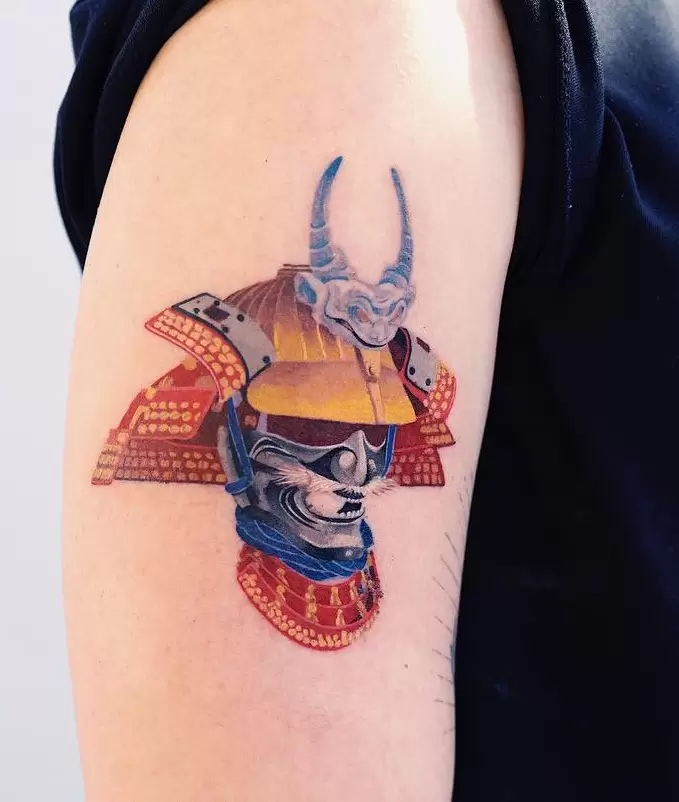 Samurai tattoo on the shoulder for men