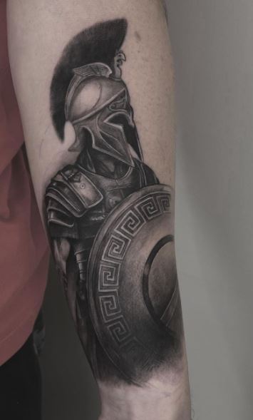 Spartan tattoo on forearm for men