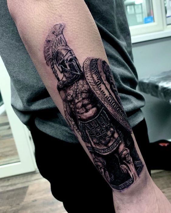 Gladiator tattoo on the forearm for men