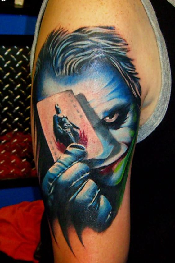 Shoulder joker tattoo for women