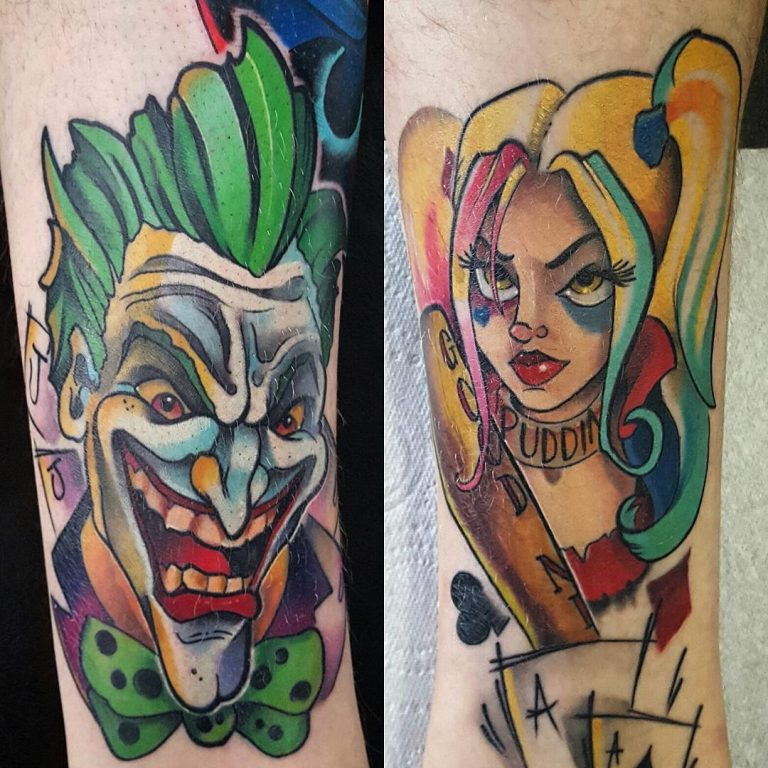 Joker tattoo on the arm