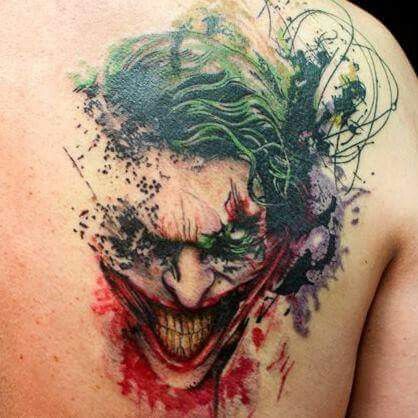 Joker tattoo on the back for men