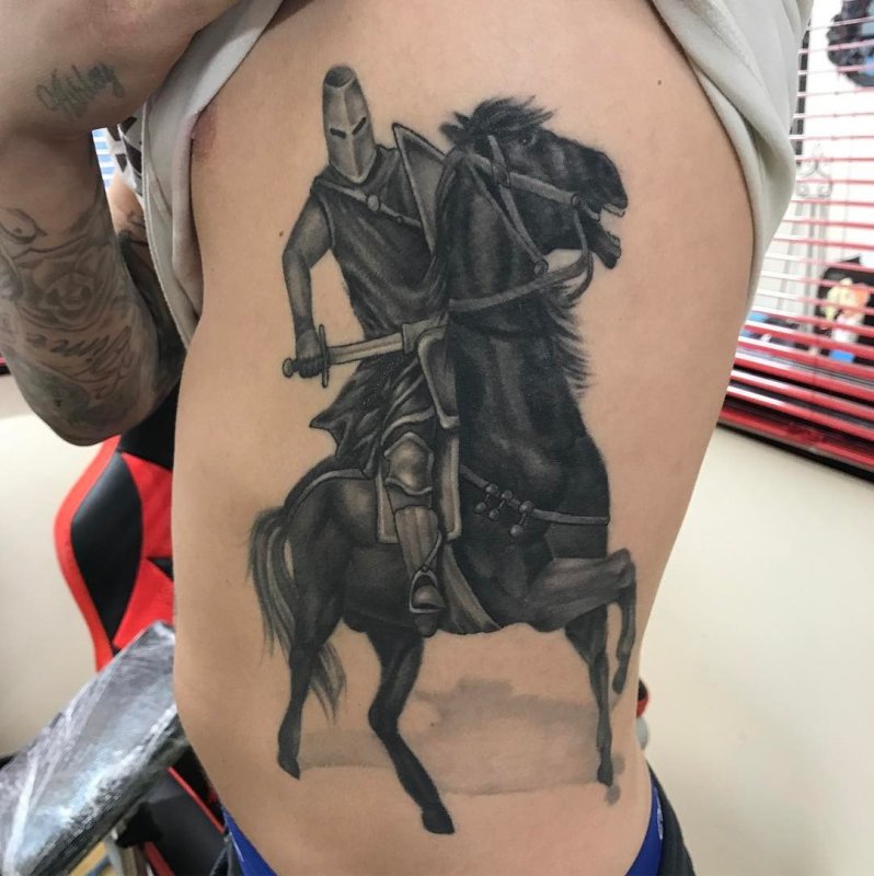 Horse tattoo on the side for men