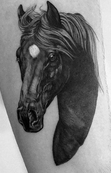 Horse tattoo on the forearm for men