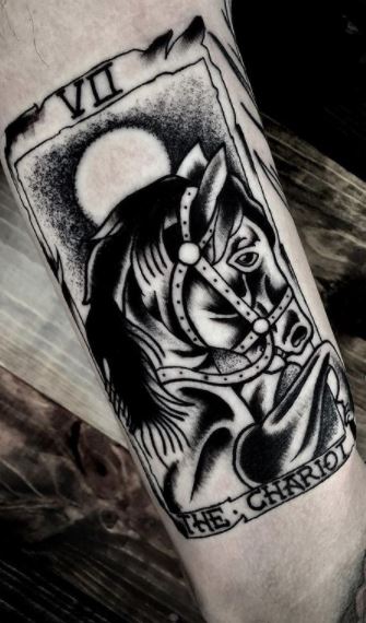 Horse tattoo on the forearm for men