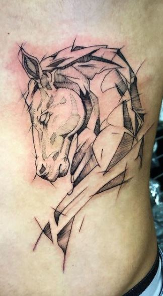 Horse tattoo on the side for men