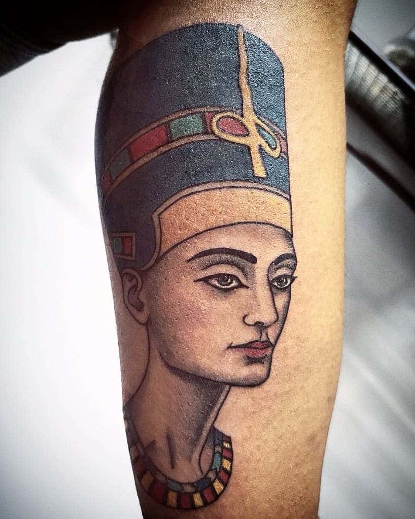 Nefertiti tattoo on the biceps for men