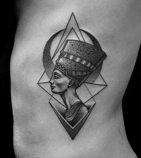 Nefertiti tattoo on the side for men