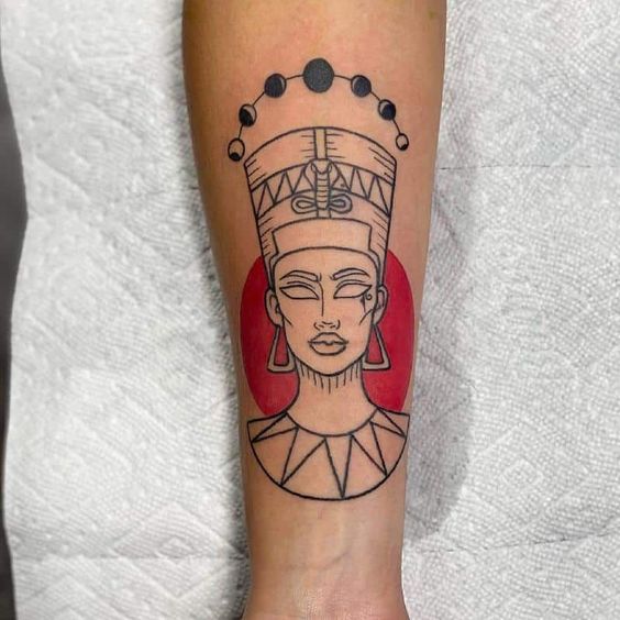 Nefertiti tattoo on the forearm for men