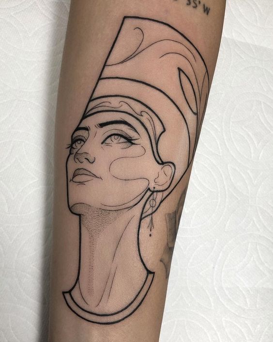 Nefertiti tattoo on the forearm for women