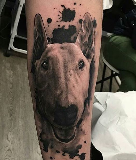 Bull Terrier tattoo on forearm for men