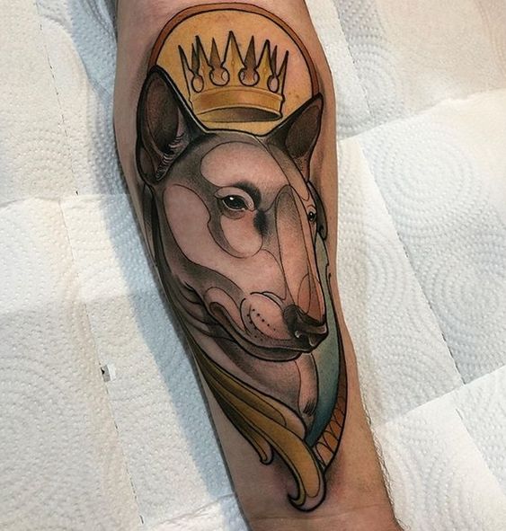 Bull Terrier tattoo on forearm for men