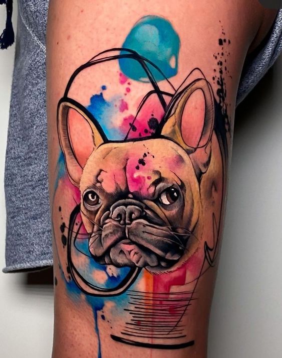 Bulldog tattoo on the arm