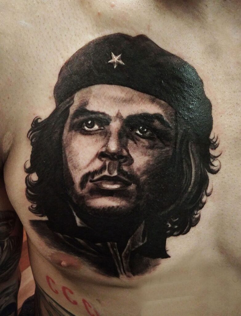 Che Guevara tattoo on the chest for men