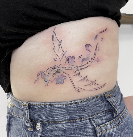 Dragon tattoo on the side for women