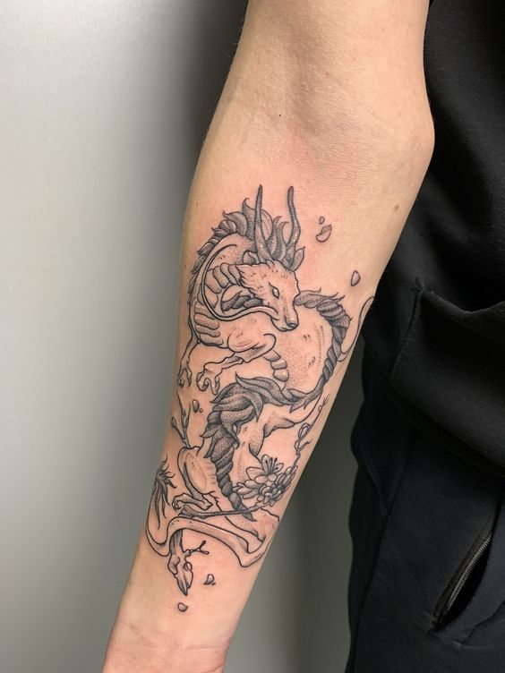 Dragon tattoo on the forearm for men