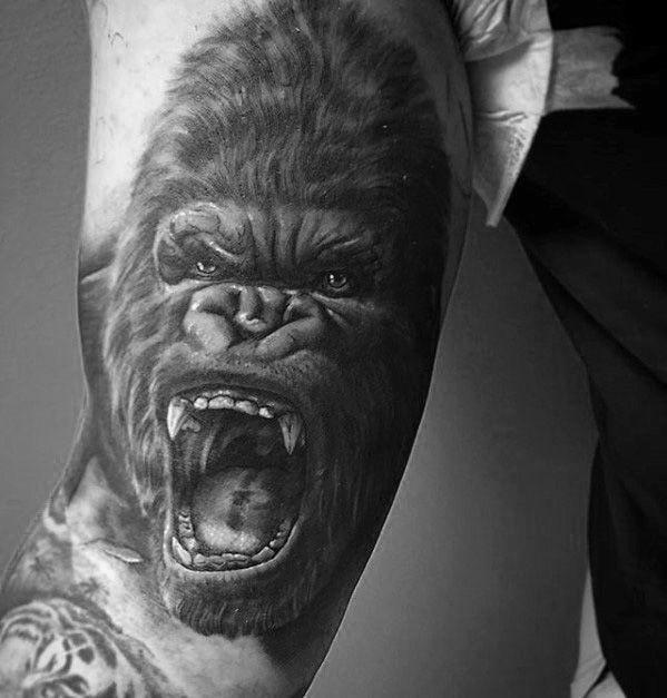 Gorilla tattoo on the shoulder for men