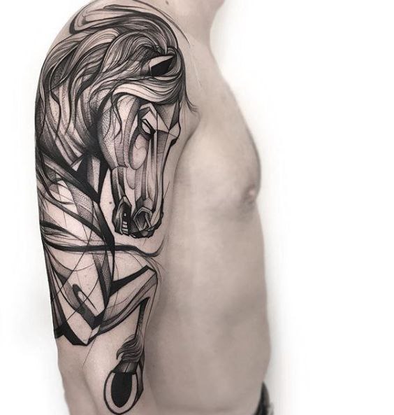 Tattoo of a horse on the shoulder for men