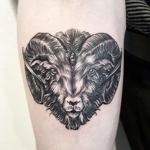 Tattoo of a ram on the forearm for men