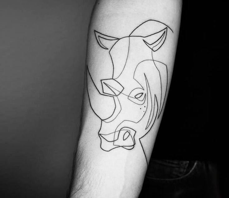 Rhinoceros tattoo on the forearm for men