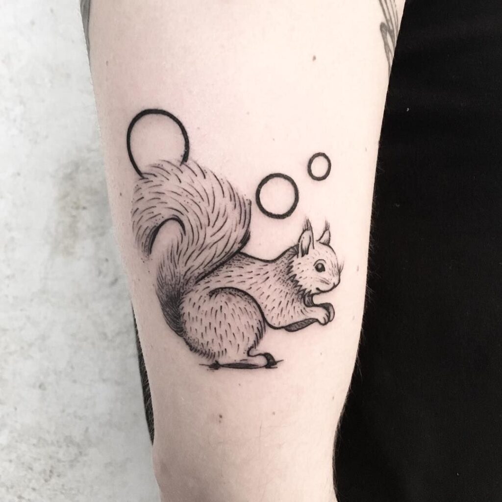 Squirrel shoulder tattoo for women