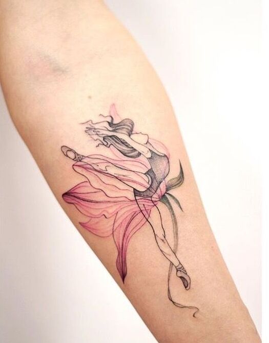 Ballerina tattoo on the forearm for women