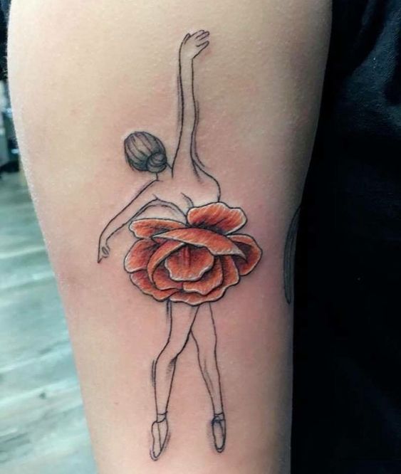 Ballerina tattoo on the shoulder for women