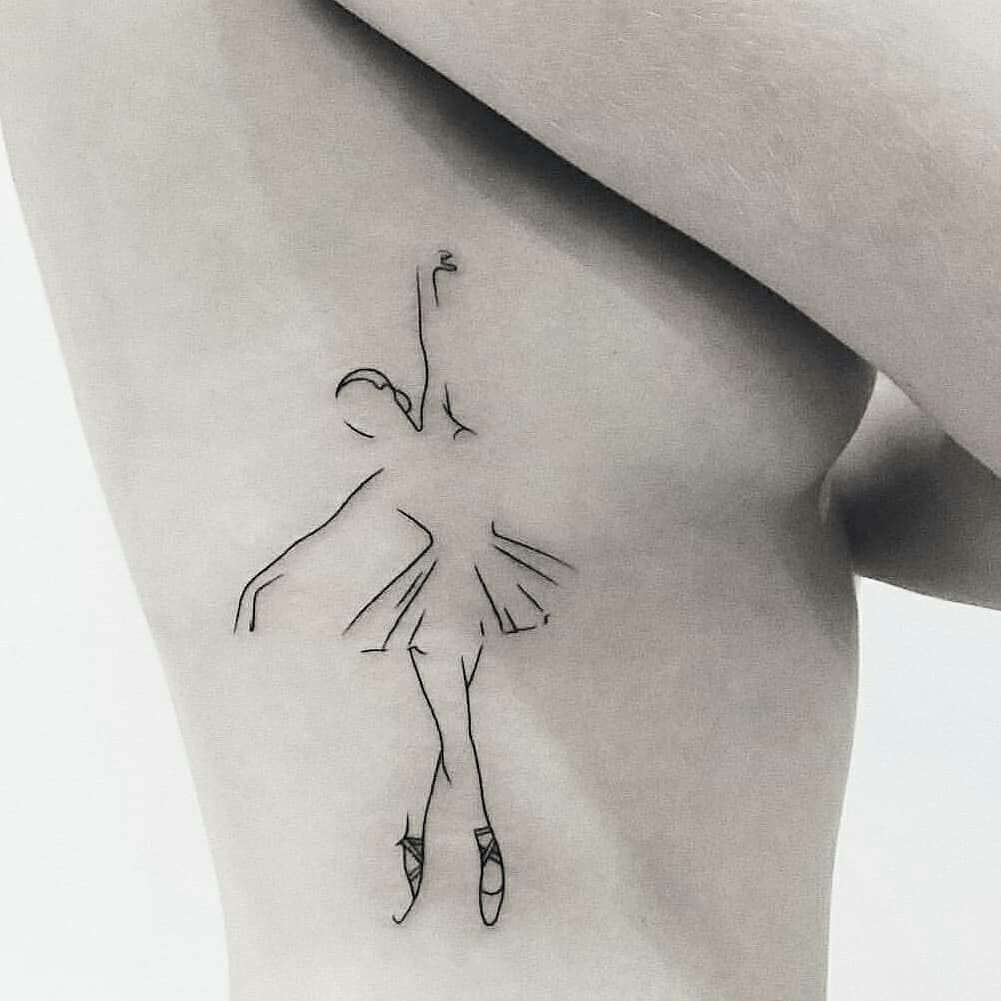 Ballerina tattoo on the side for women