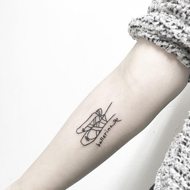 Ballerina tattoo on the forearm for women