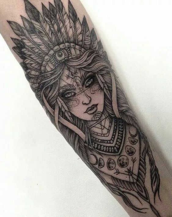 Indian tattoo on the forearm for women