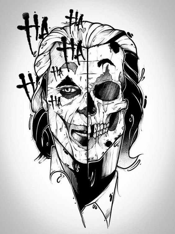 Sketch of a joker tattoo