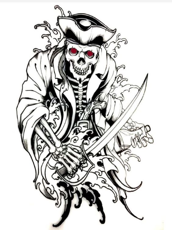 Sketch of a pirate tattoo